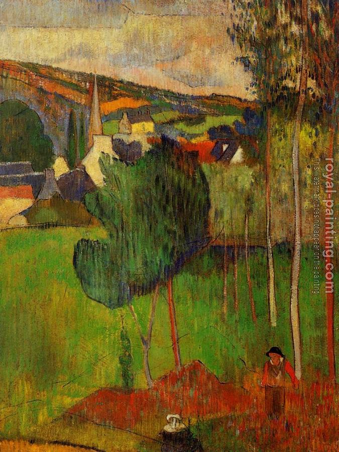 Paul Gauguin : View of Pont-Aven from Lezaven